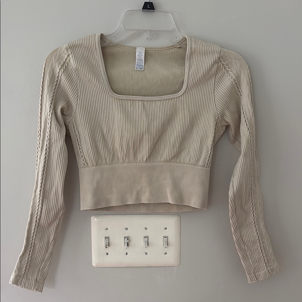 Aerie Tan Ribbed Crop Bodysuit